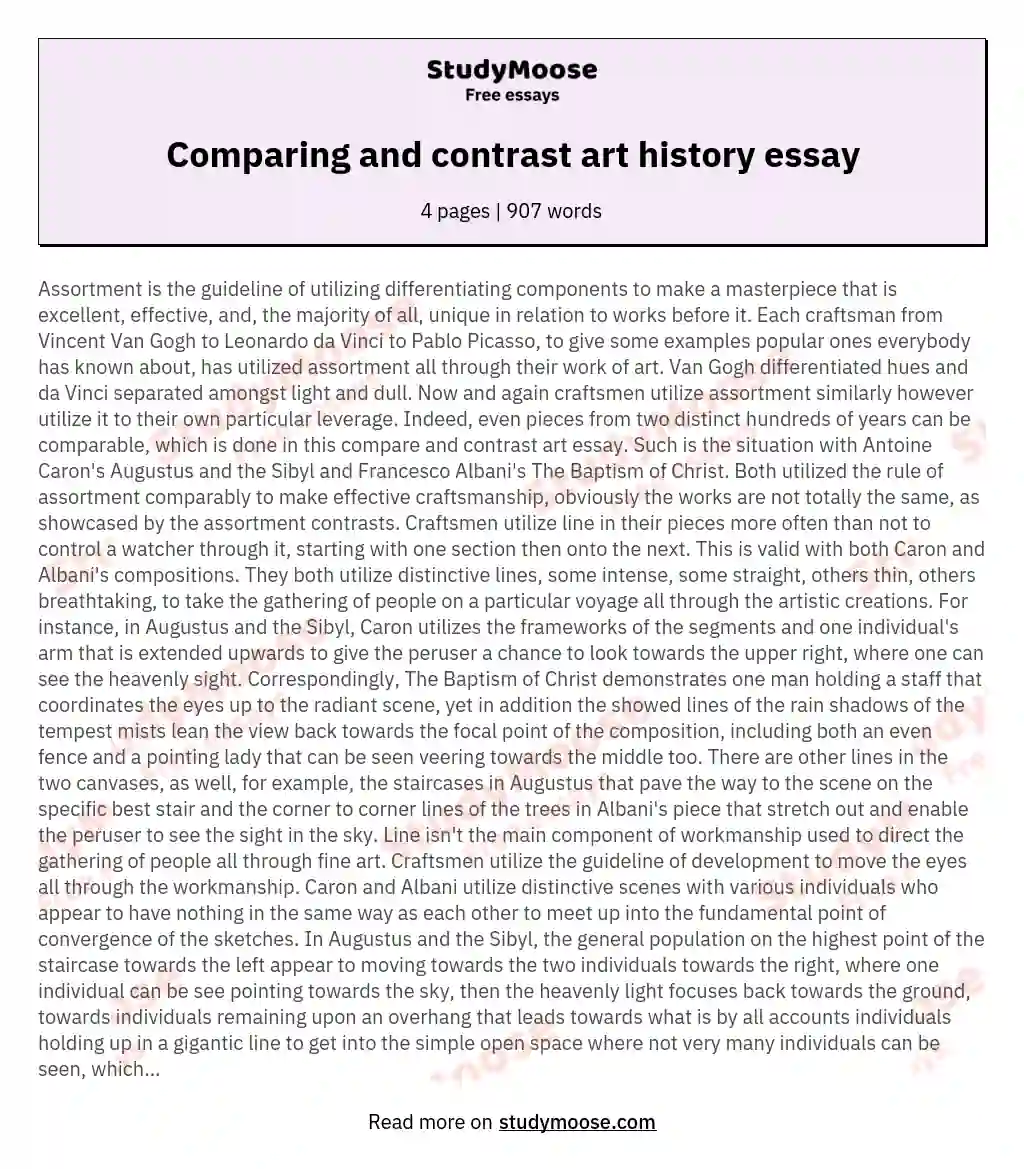 Comparing and contrast art history essay essay