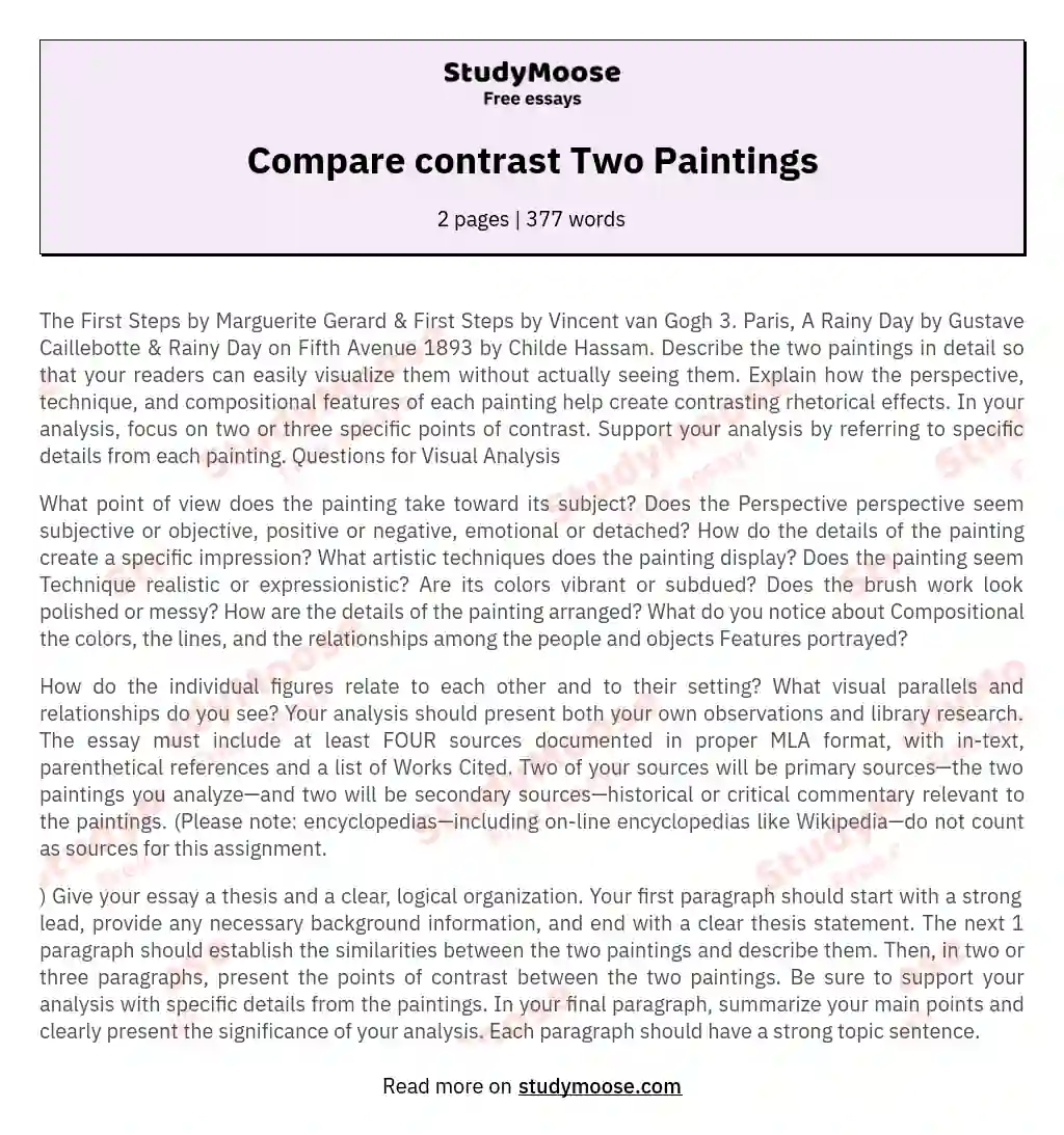 Compare contrast Two Paintings essay
