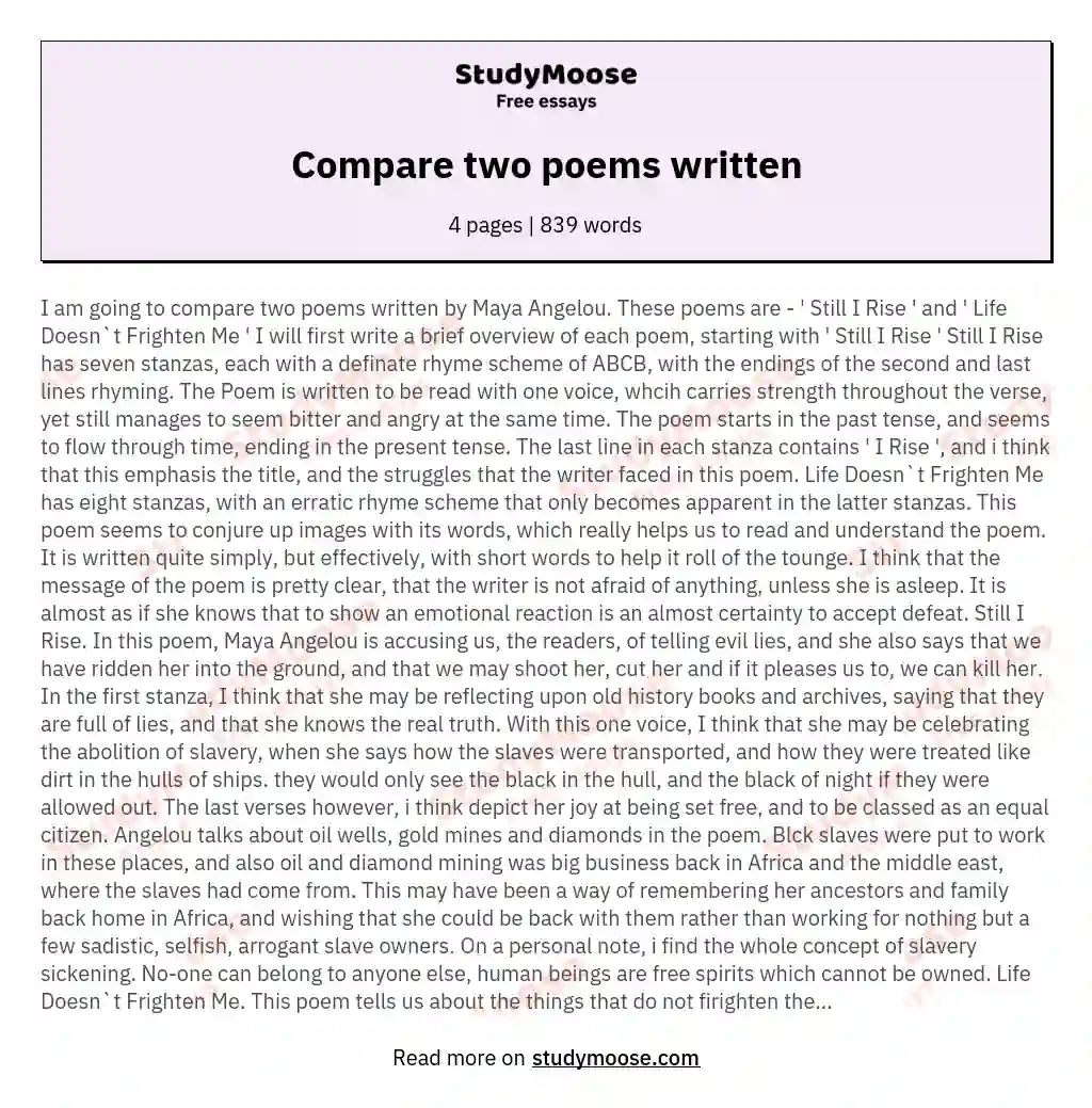 Compare two poems written essay