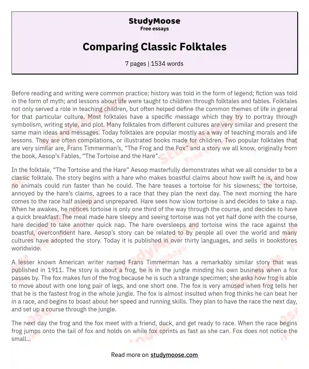 Comparing Classic Folktales essay