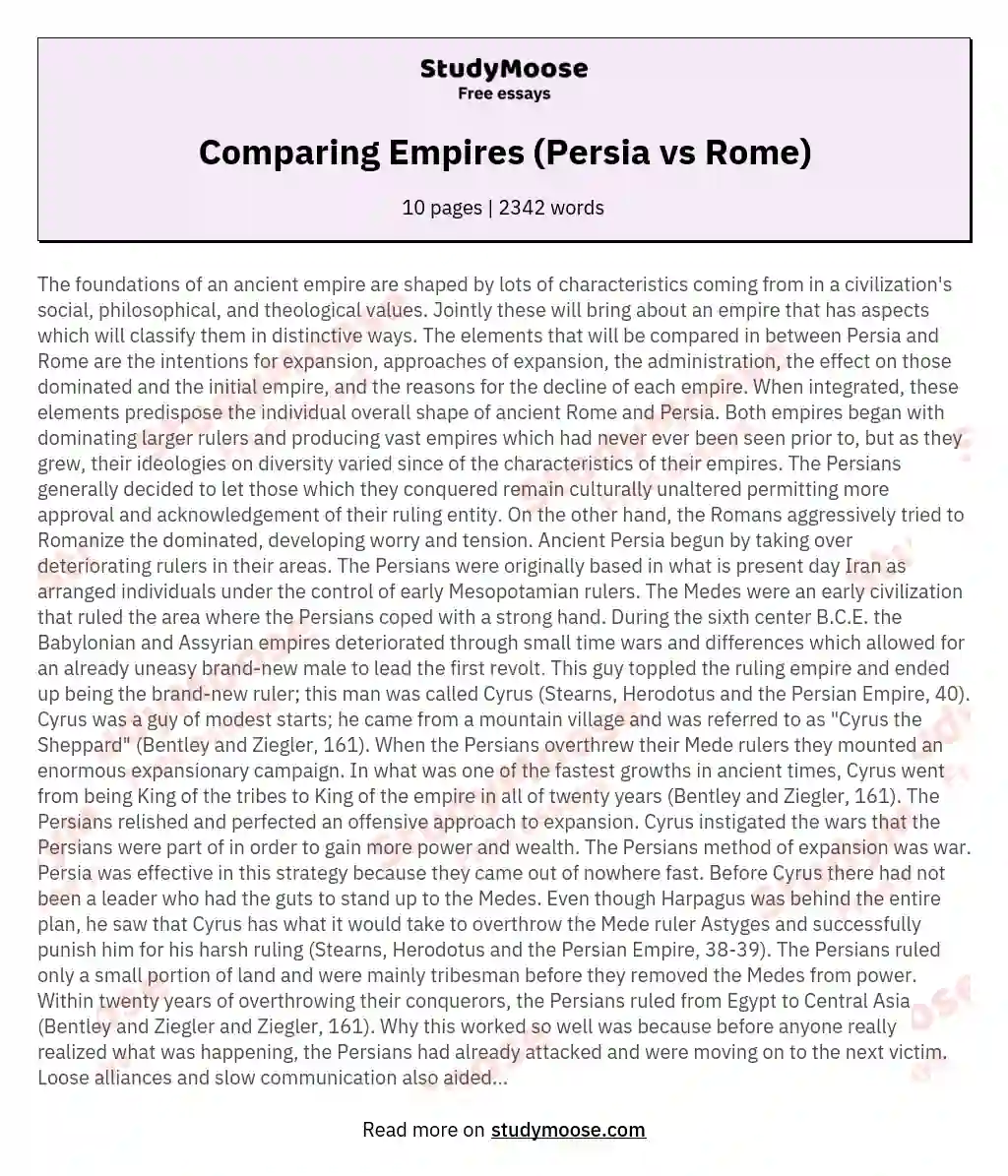 Comparing Empires (Persia vs Rome)