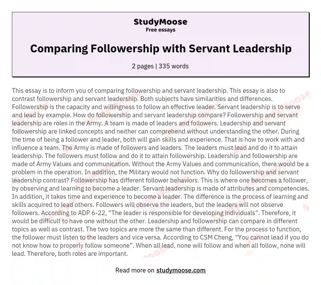 followership vs servant leadership essay