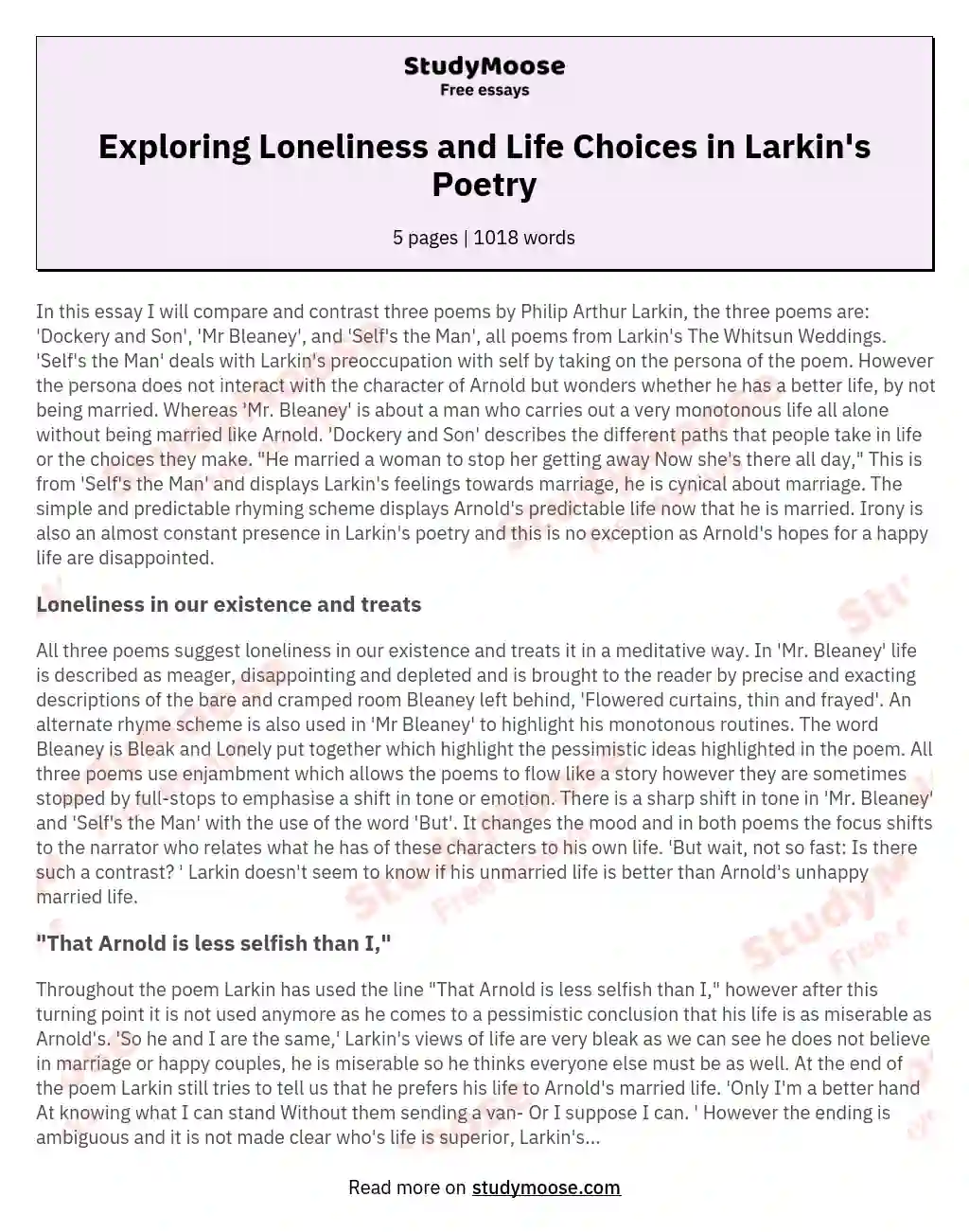 write an essay larkin as a poet