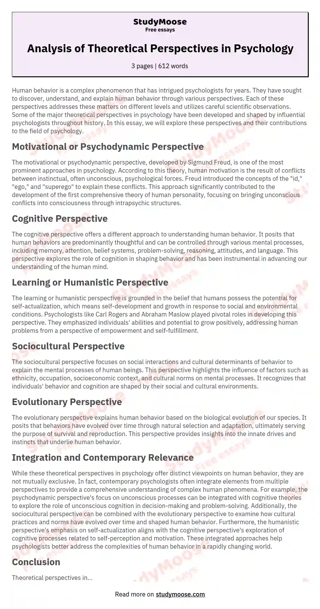 understanding psychology essays