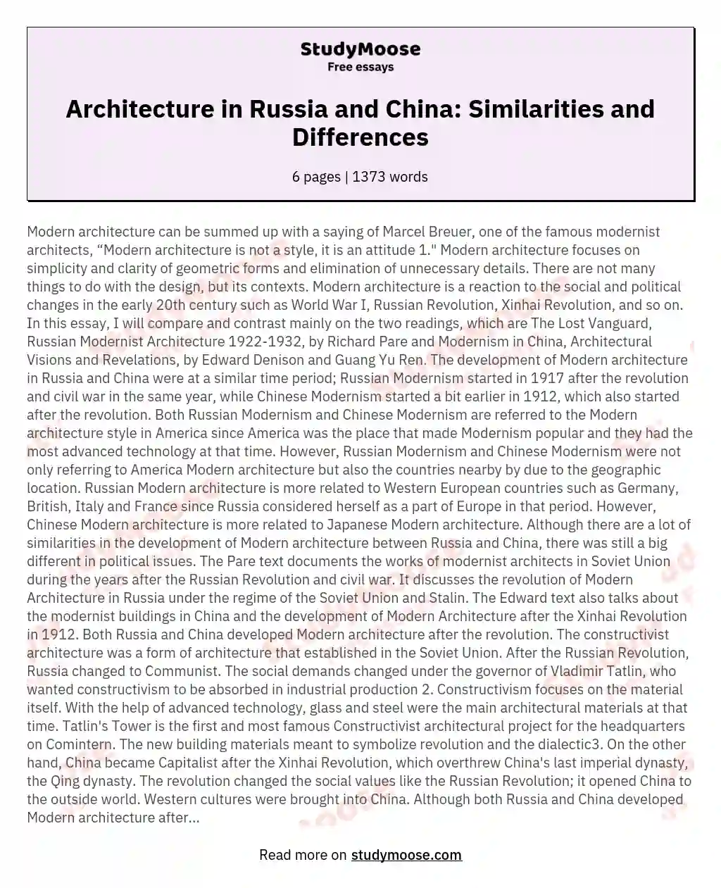 Architecture in Russia and China: Similarities and Differences essay