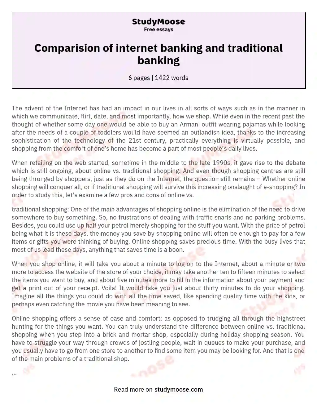 Comparision of internet banking and traditional banking