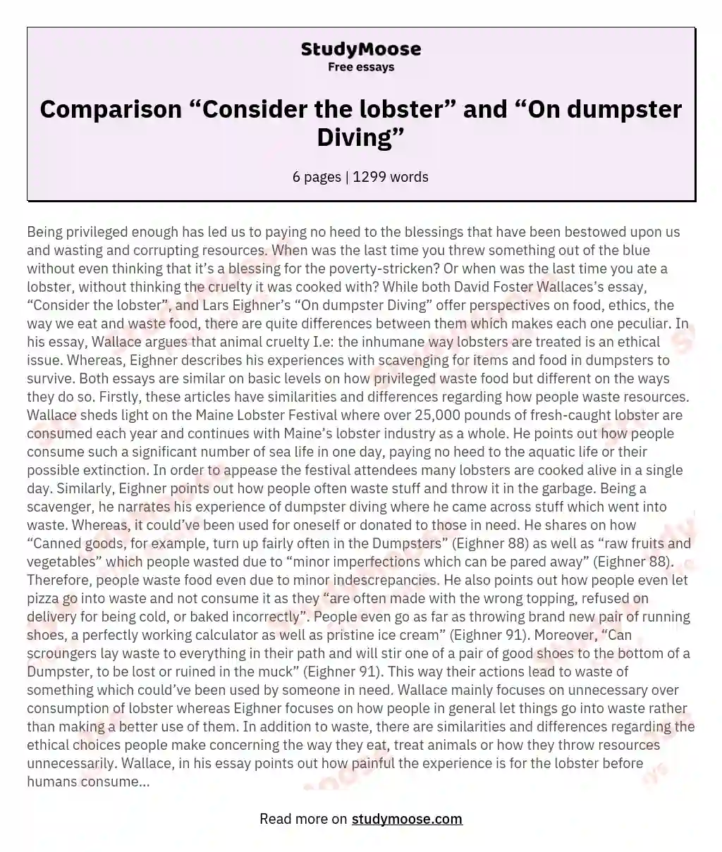 consider the lobster essay