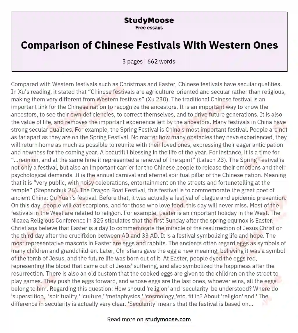 Comparison of Chinese Festivals With Western Ones essay