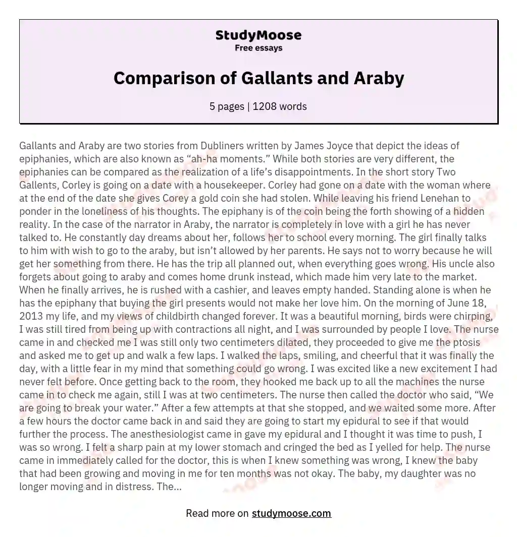 Comparison of Gallants and Araby essay