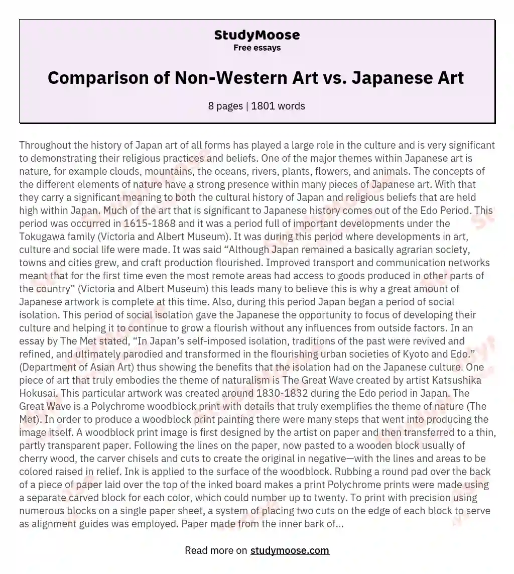 Comparison of Non-Western Art vs. Japanese Art 