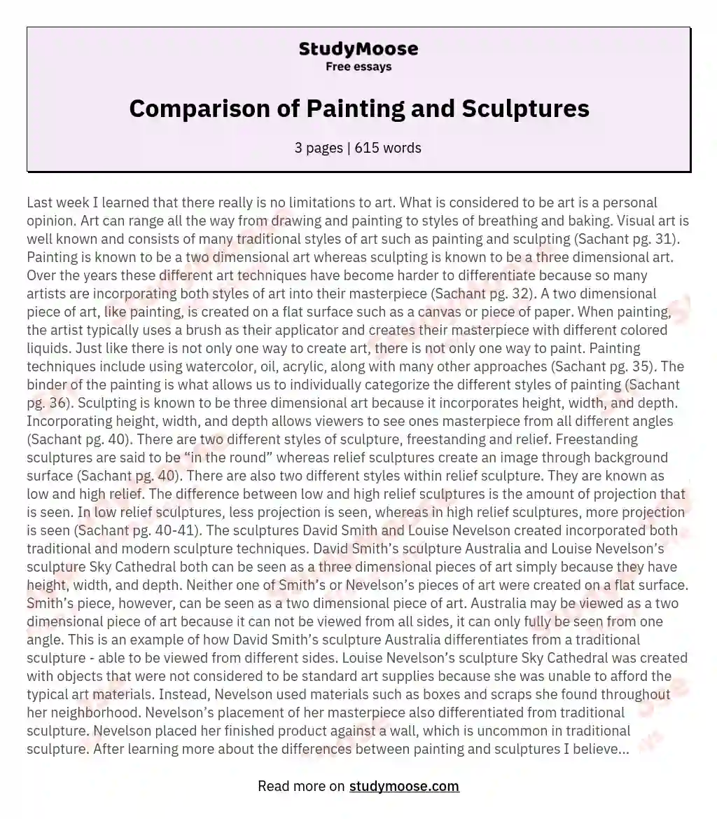 Comparison of Painting and Sculptures essay