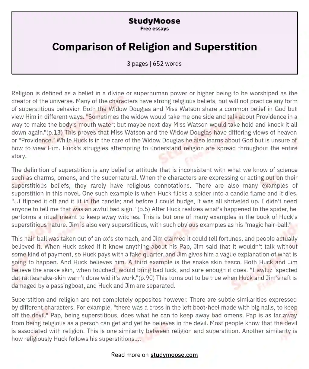 Comparison of Religion and Superstition essay