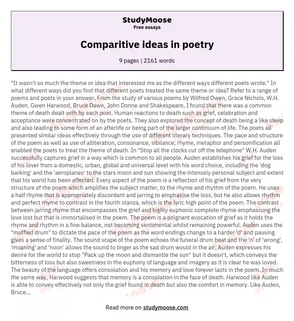 Comparitive ideas in poetry essay