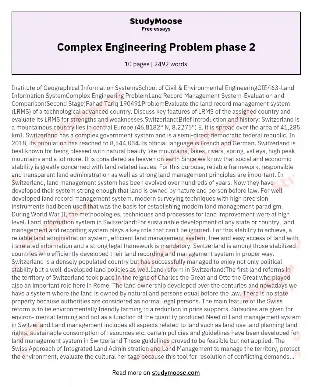 Complex Engineering Problem phase 2 essay
