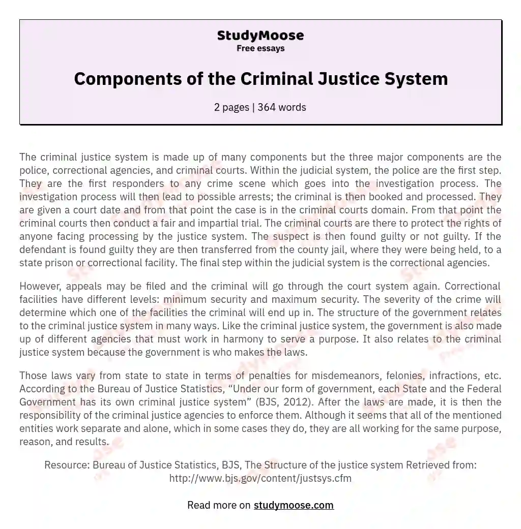 Components of the Criminal Justice System