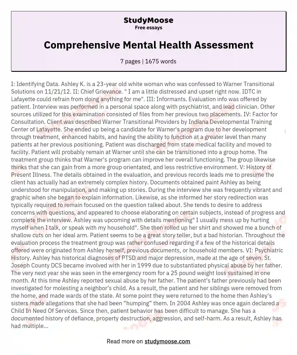 personal health assessment paper