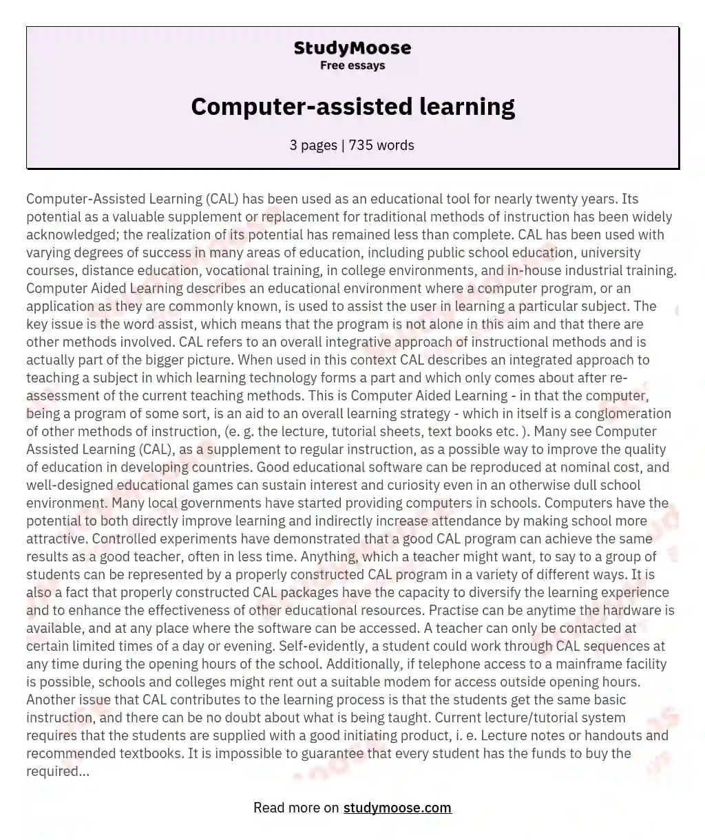Computer-assisted learning essay