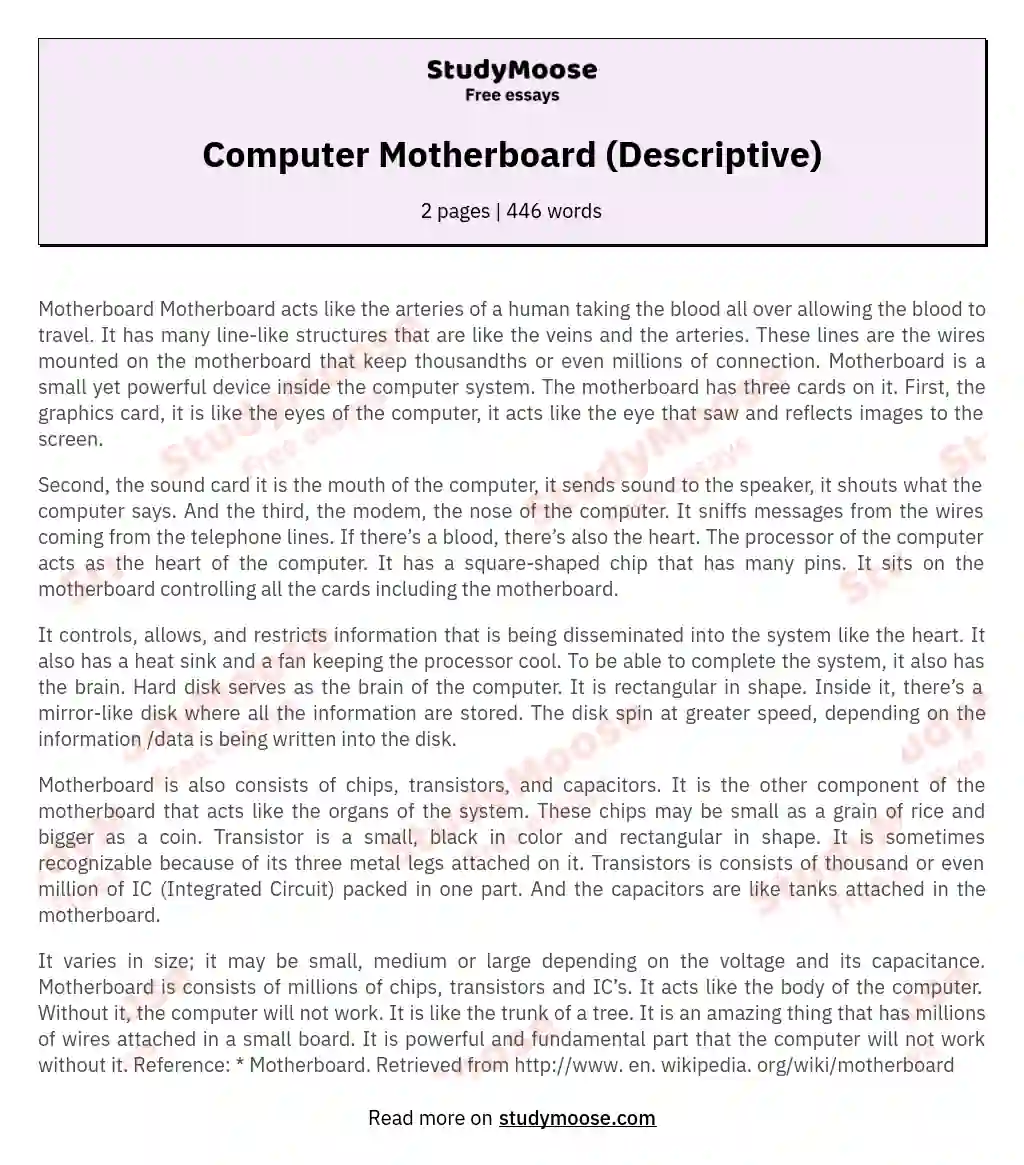 essay on motherboard