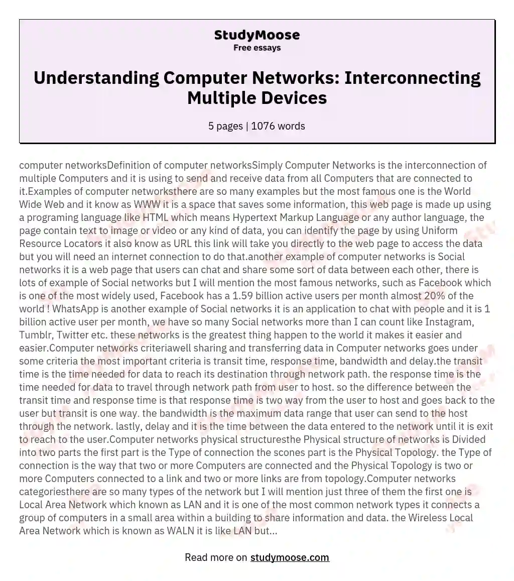 computer networksDefinition of computer networksSimply Computer Networks is the interconnection of multiple