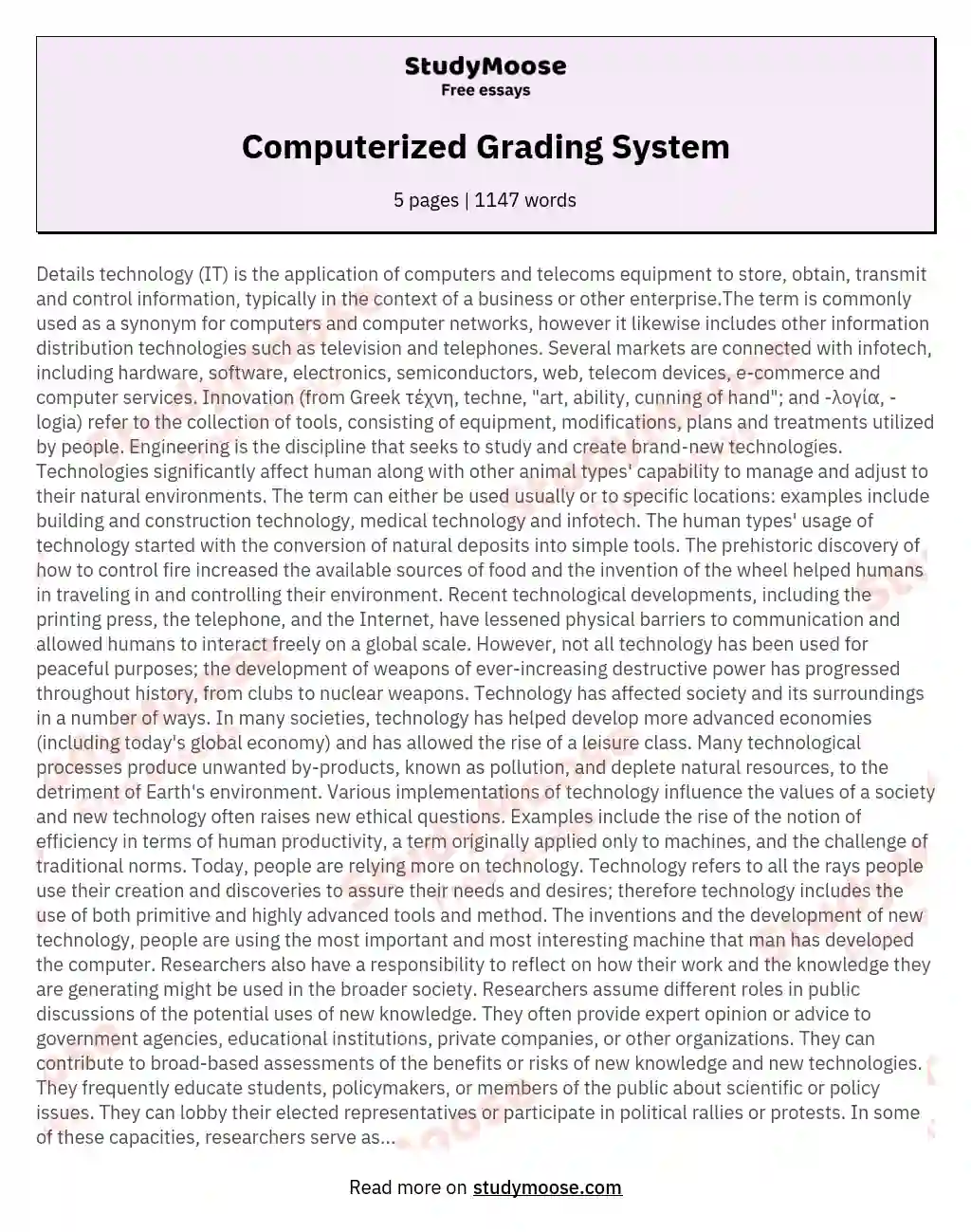 Computerized Grading System