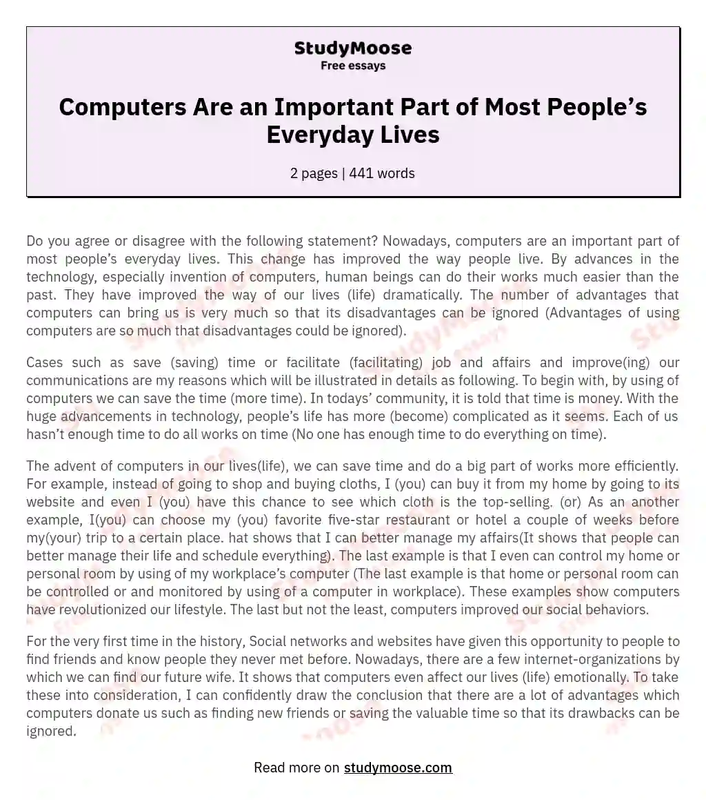 Computers Are an Important Part of Most People’s Everyday Lives