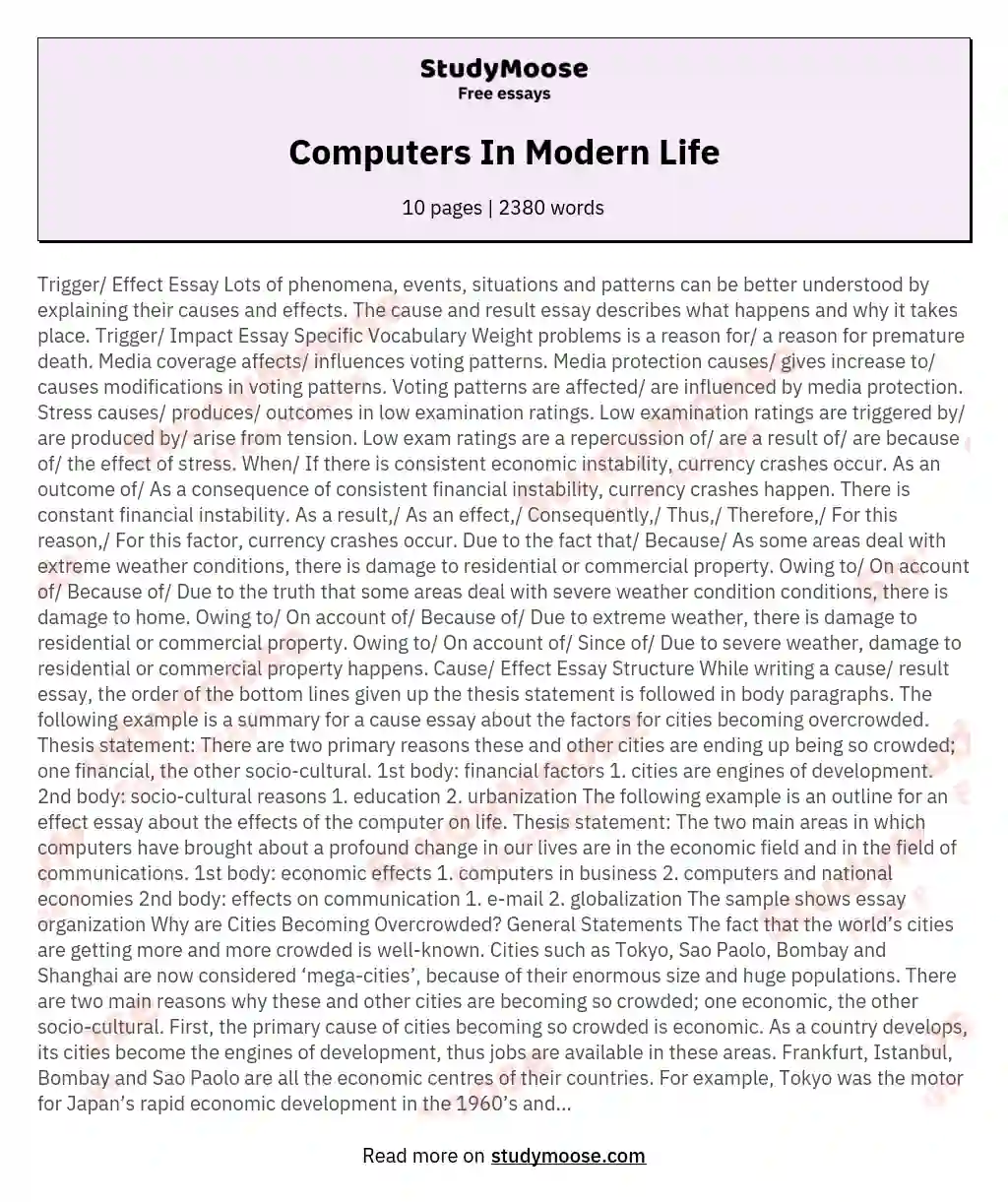 essay on the computer in modern life