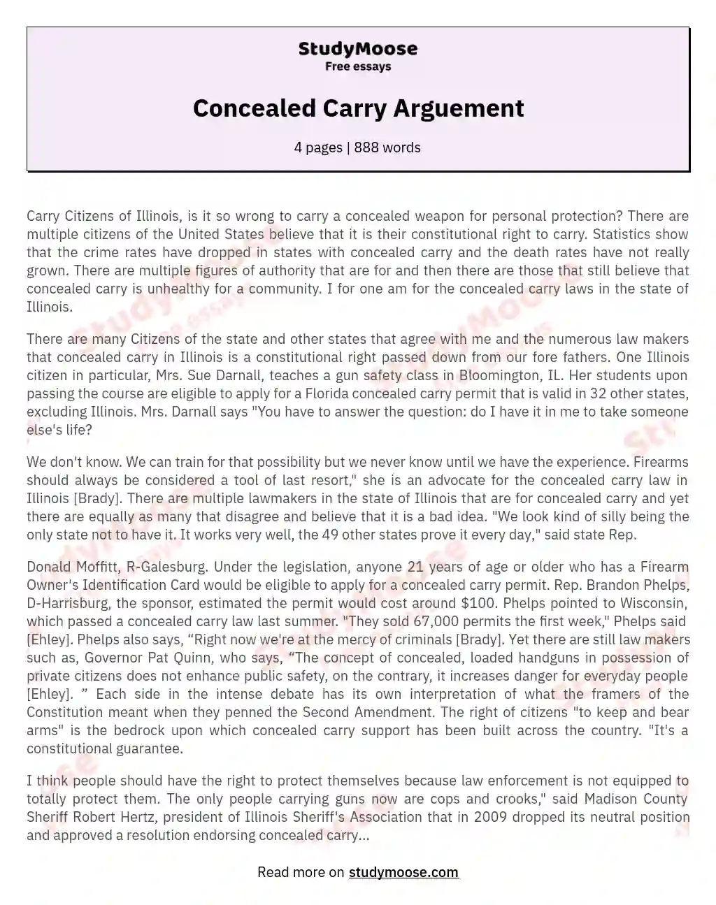 Concealed Carry Arguement essay