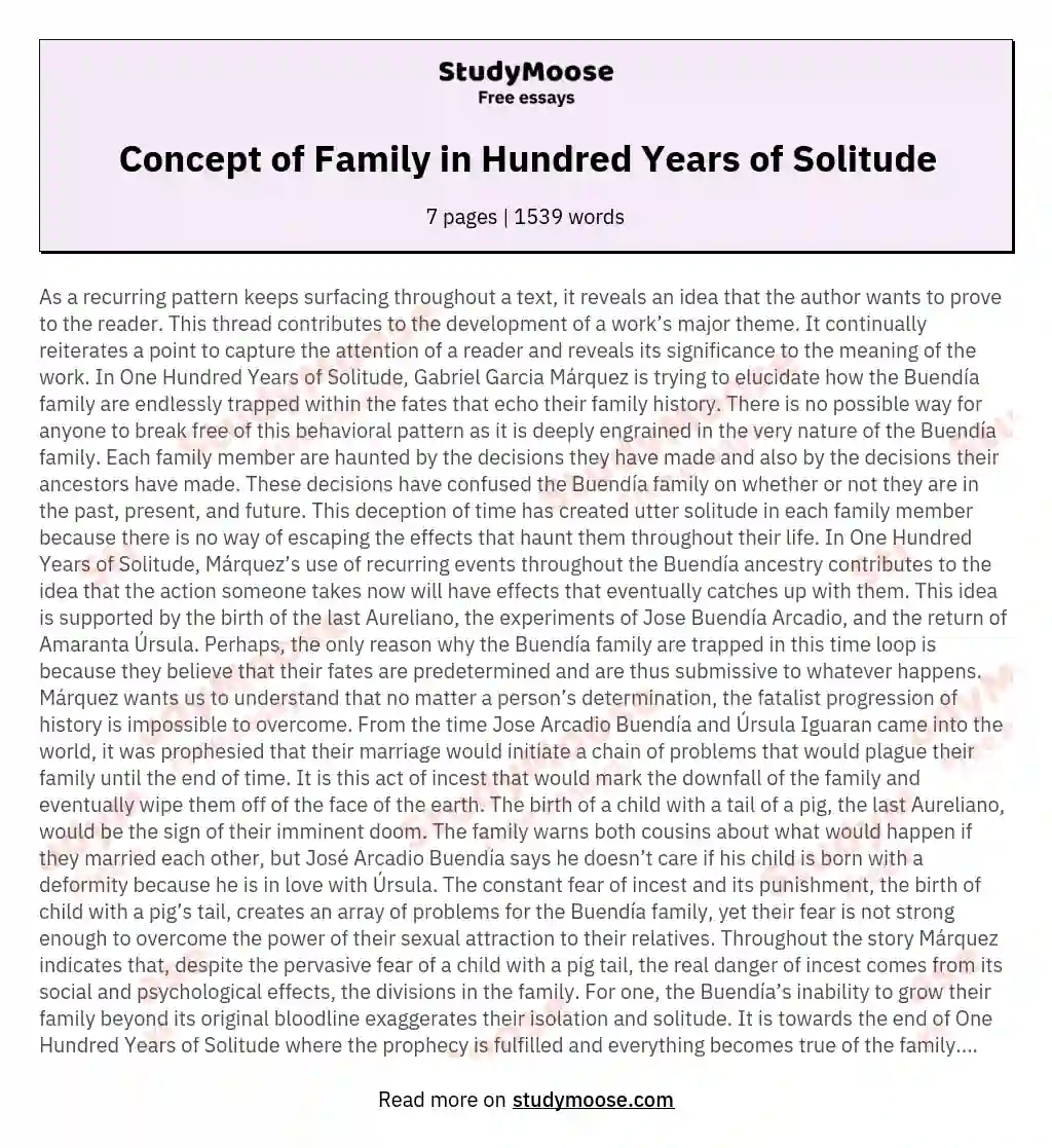 Concept of Family in Hundred Years of Solitude