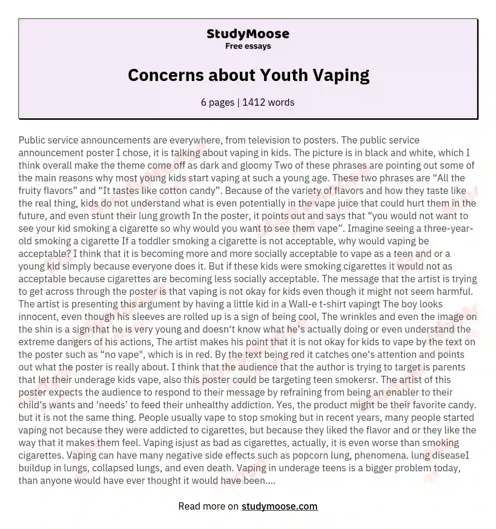 Concerns about Youth Vaping essay