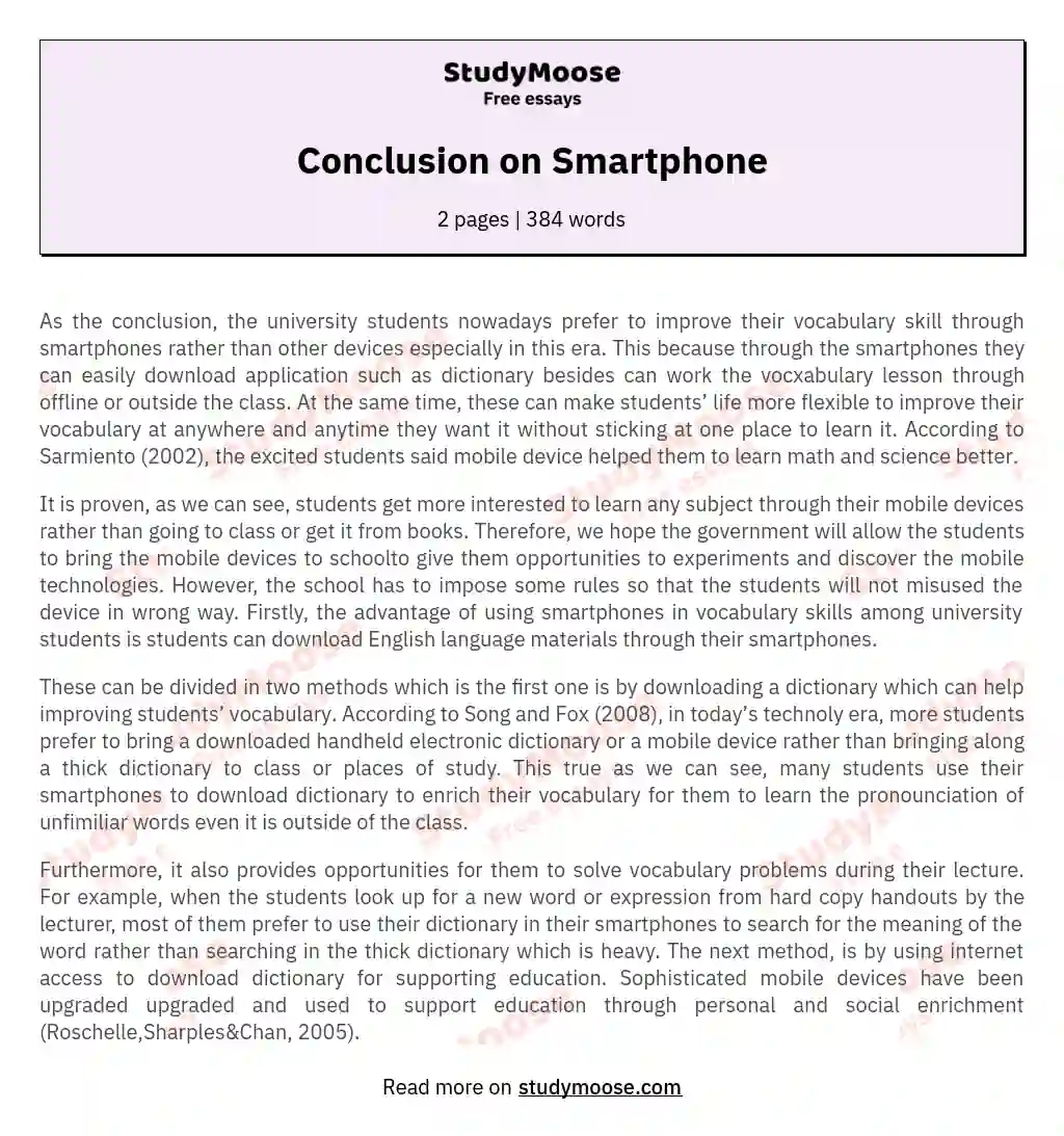 smartphone essay conclusion