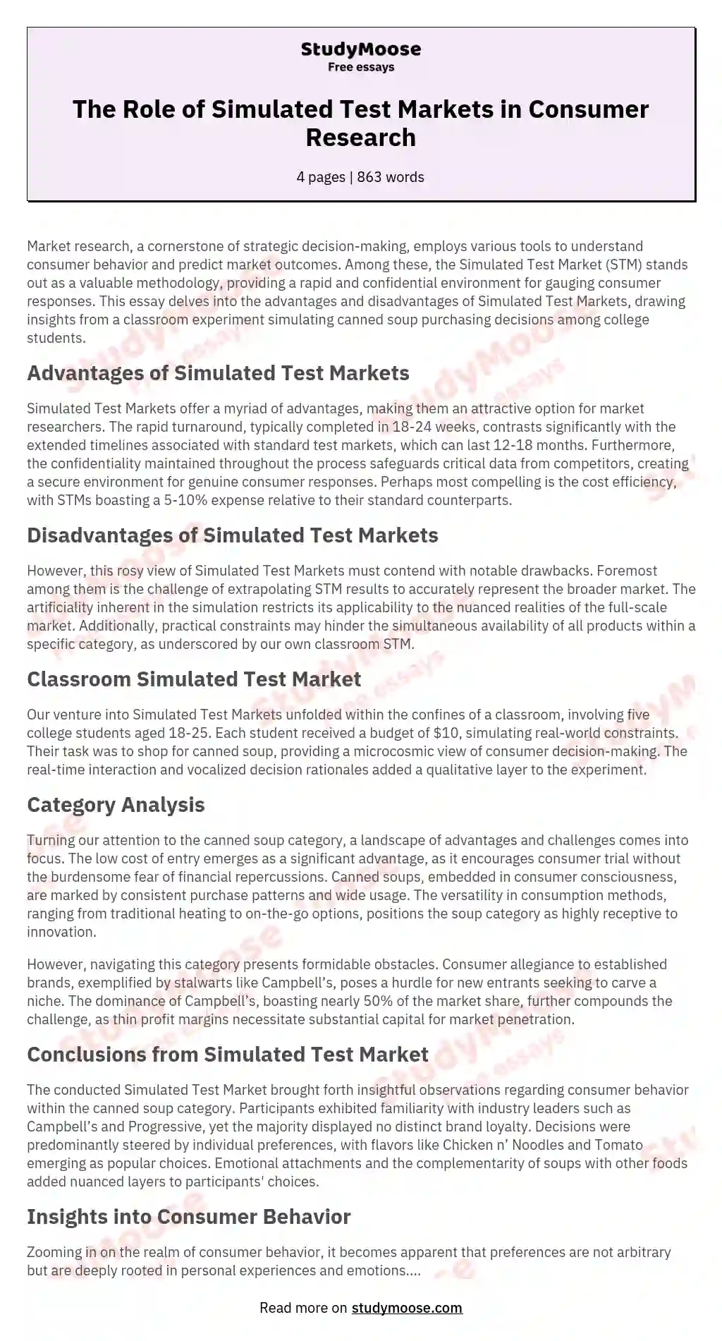 Conducting Simulated Test Market for Marketing Goals