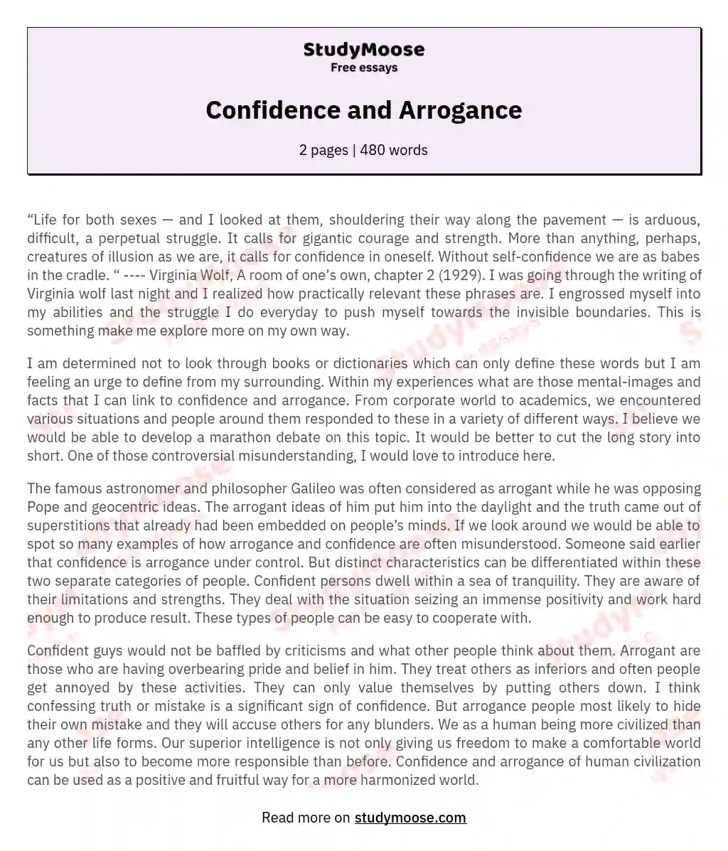 Confidence and Arrogance essay