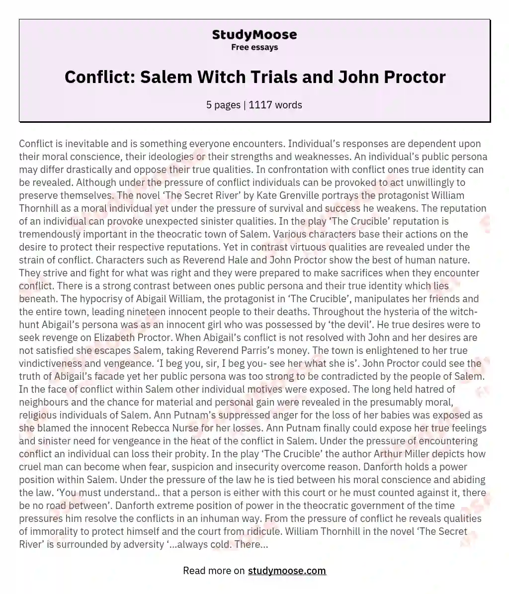 Conflict: Salem Witch Trials and John Proctor