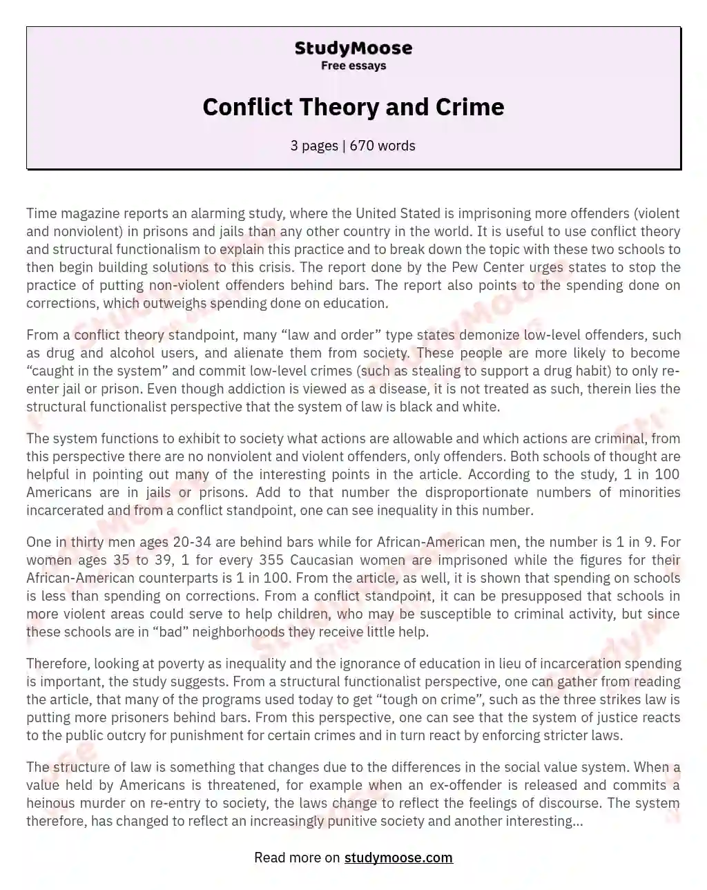 Conflict Theory and Crime essay