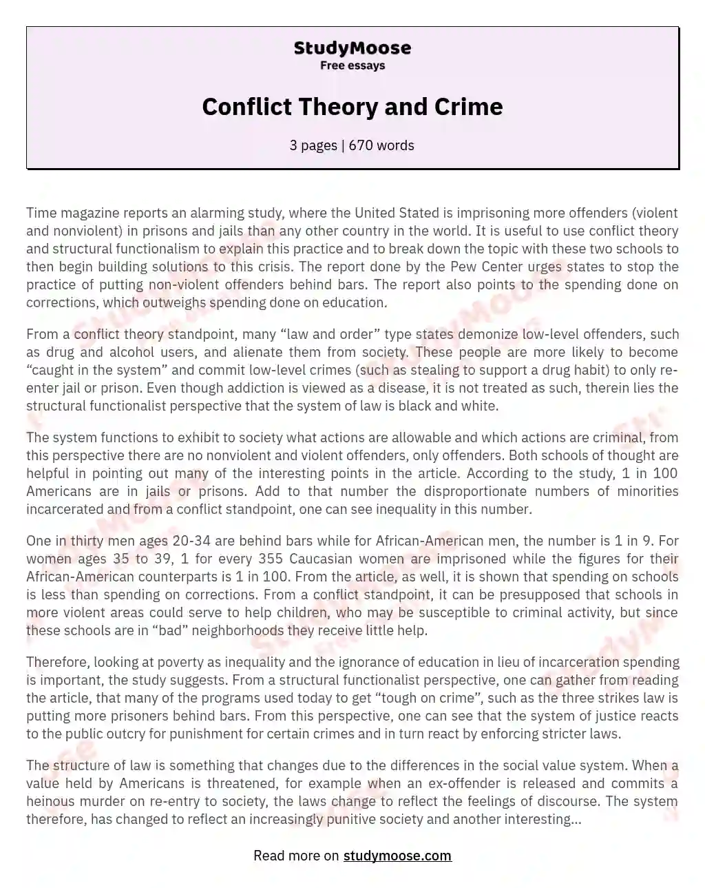 conflict theory essay brainly