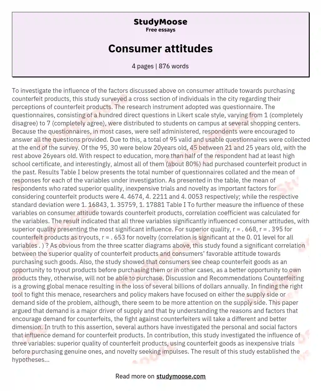 Consumer attitudes essay