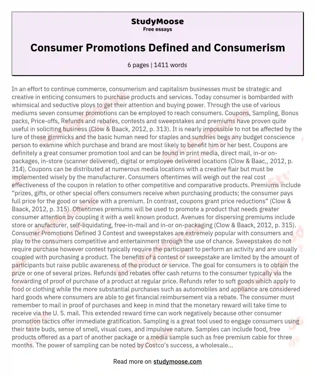 Consumer Promotions Defined and Consumerism