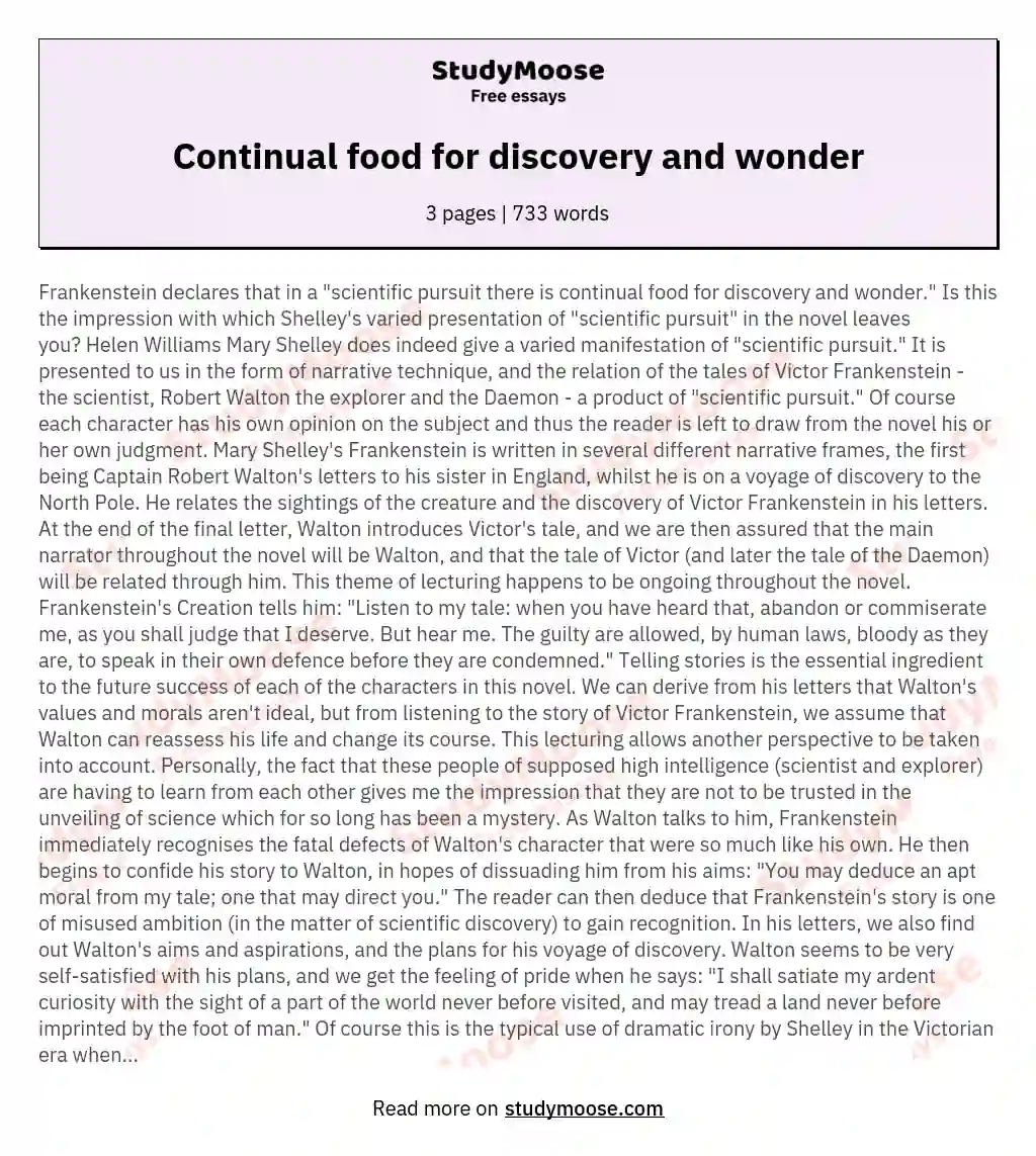 Continual food for discovery and wonder