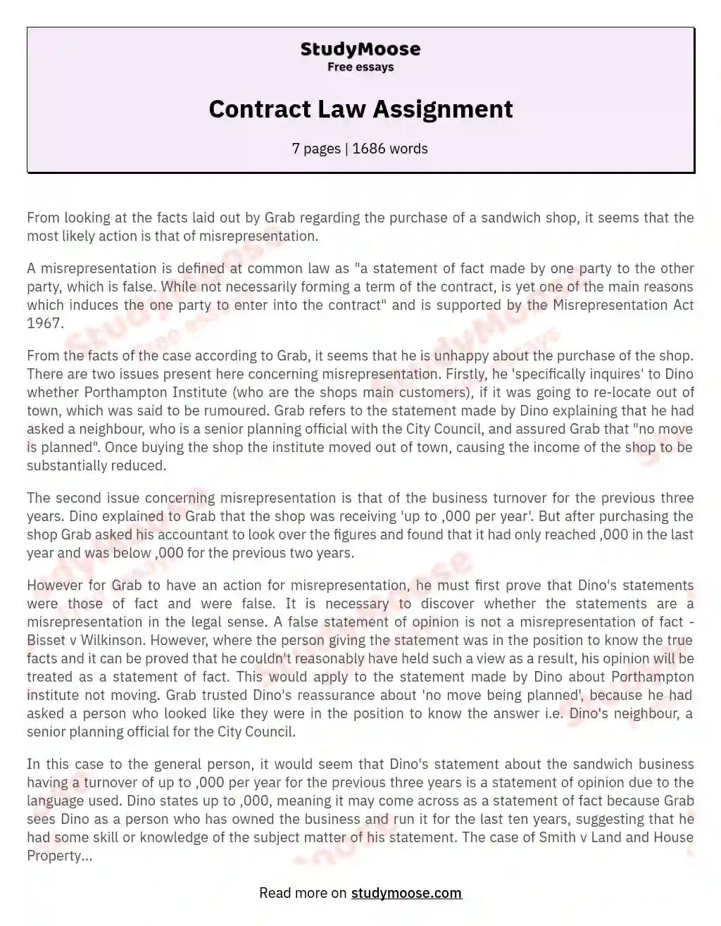 Contract Law Assignment