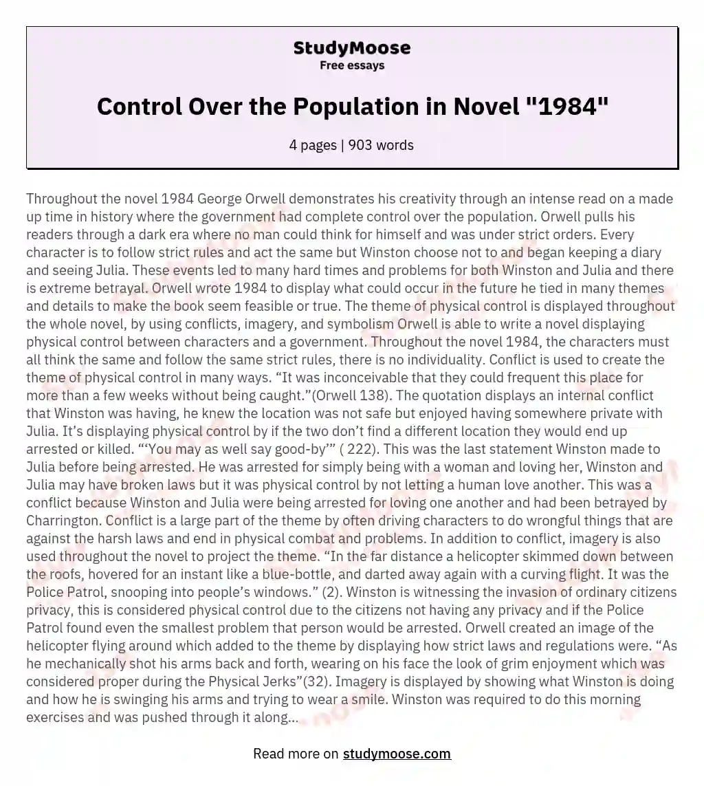 Control Over the Population in Novel "1984"