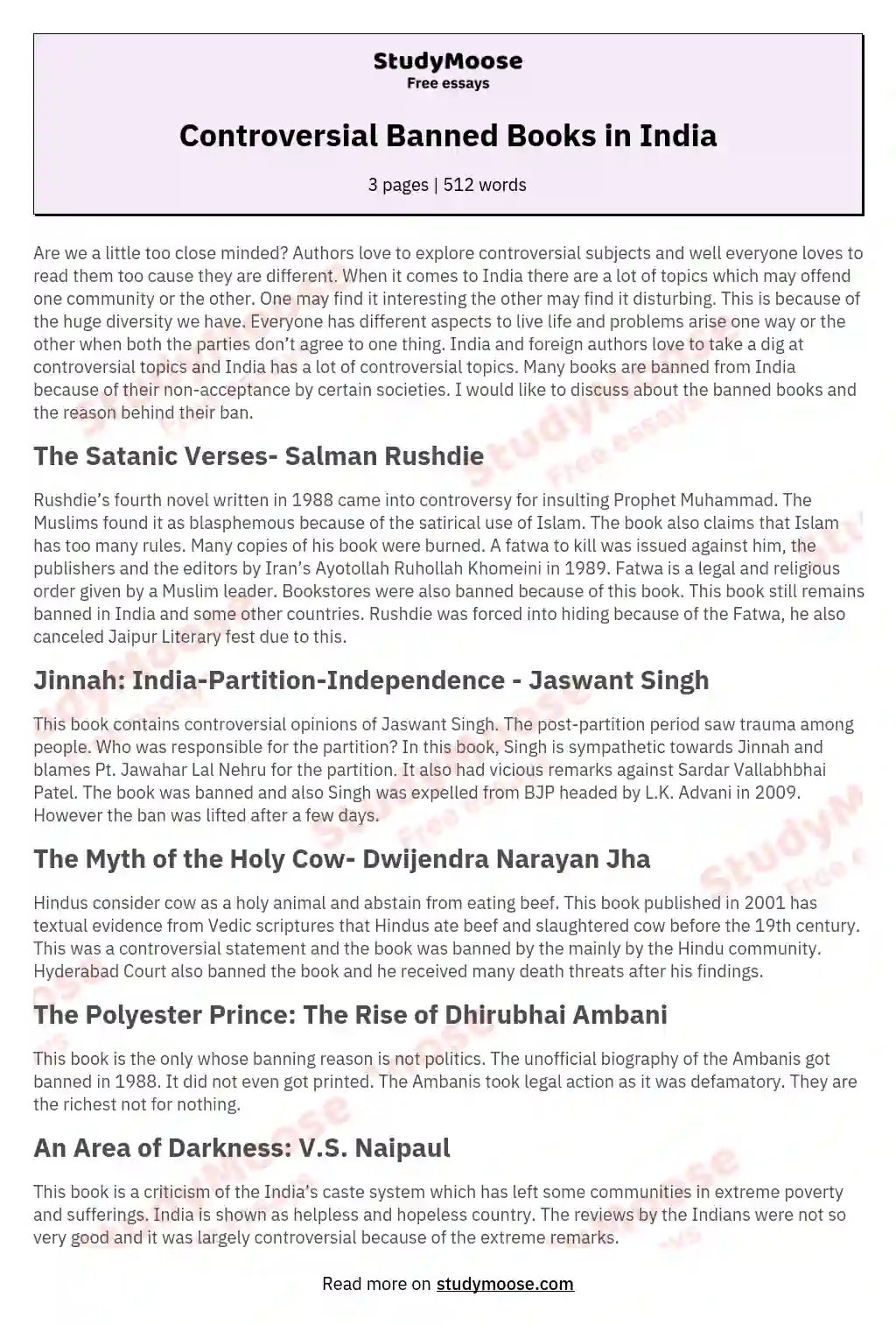 Controversial Banned Books in India