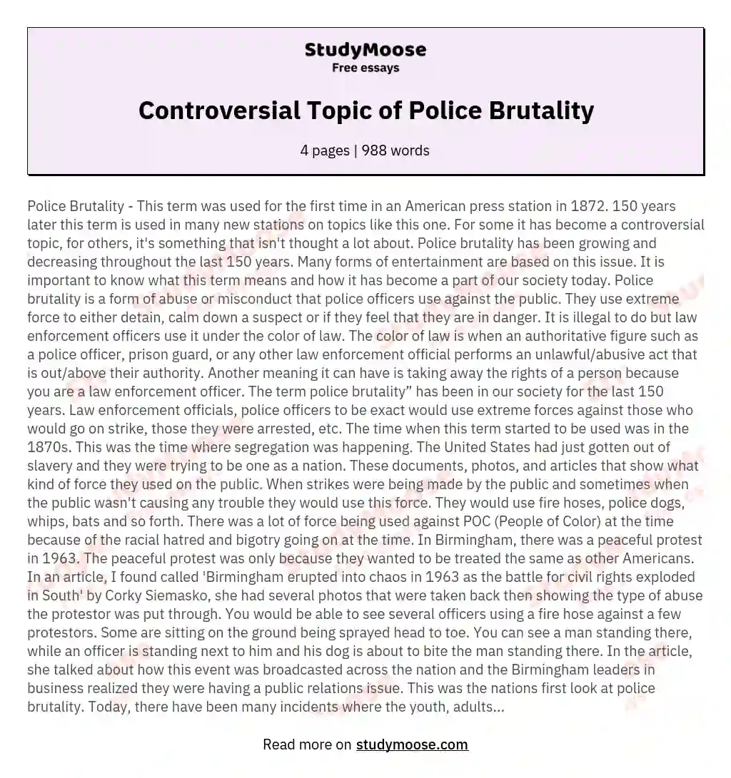 police brutality solution essay