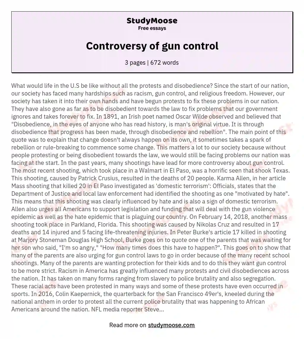 Controversy of gun control