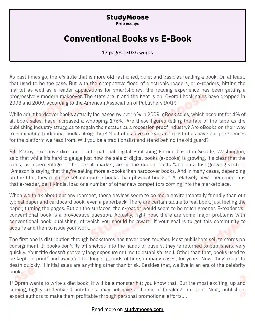 Conventional Books vs E-Book