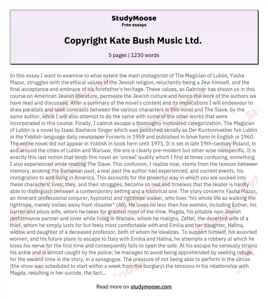Copyright Kate Bush Music Ltd.  essay