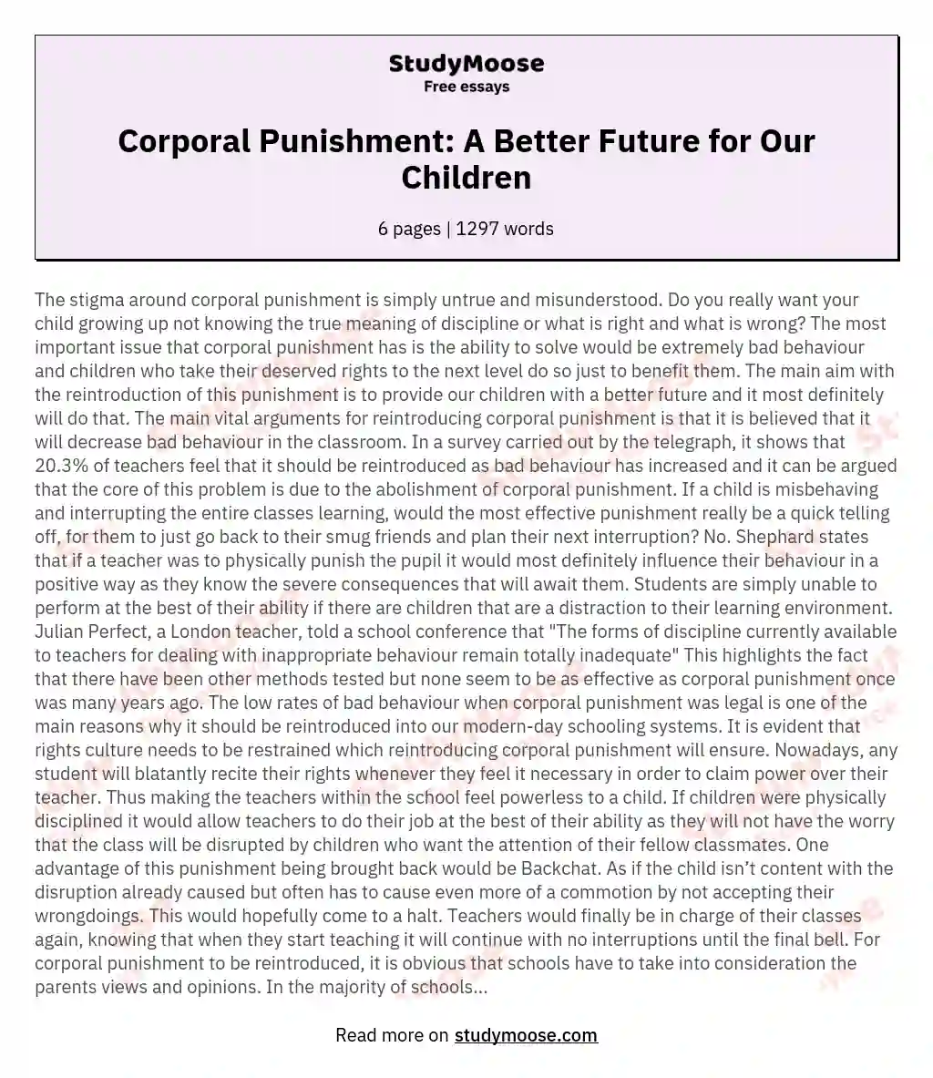 corporal punishment is good or bad essay