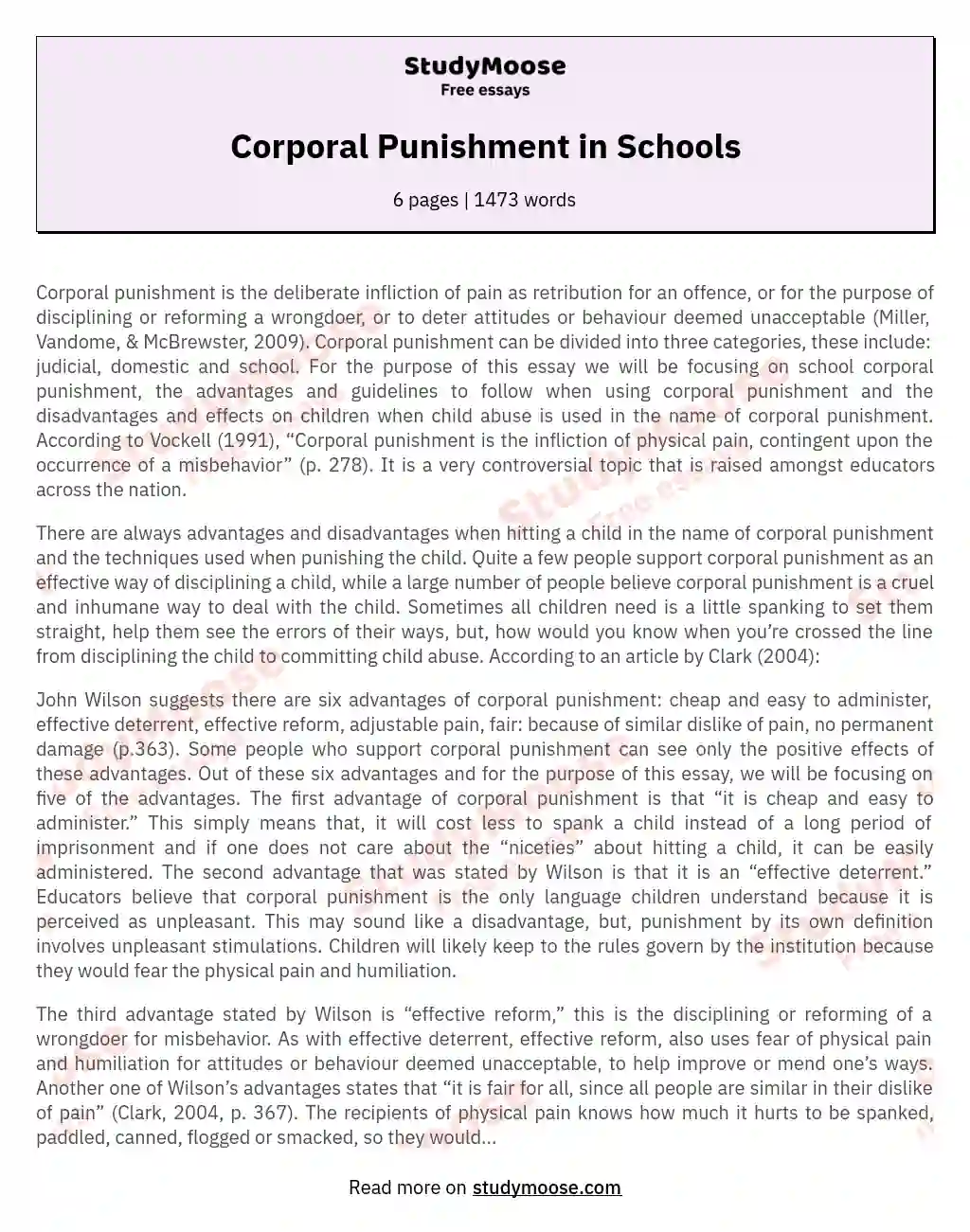 Corporal Punishment in Schools essay