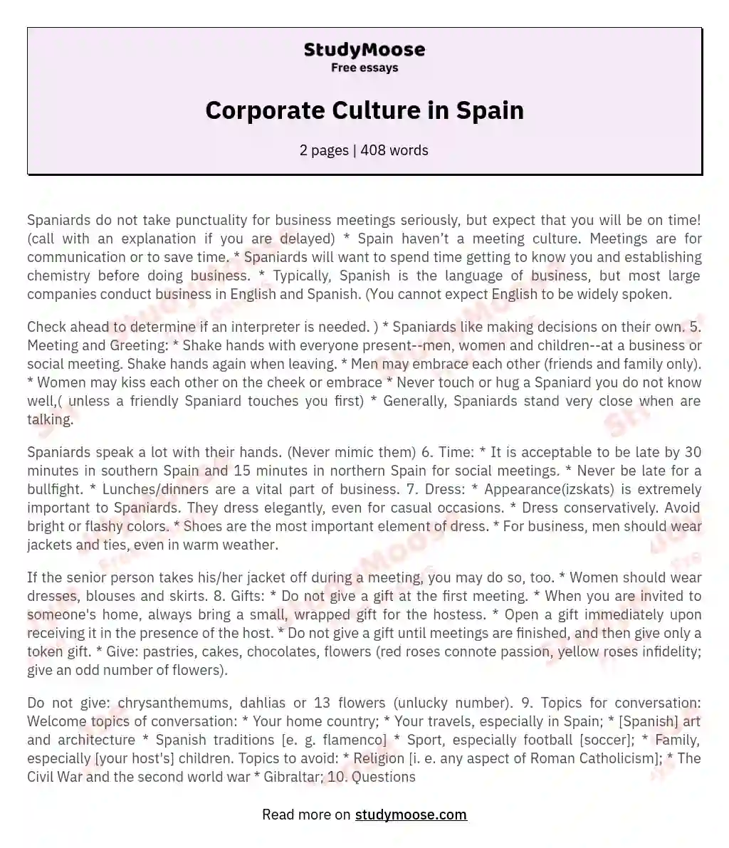 Corporate Culture in Spain