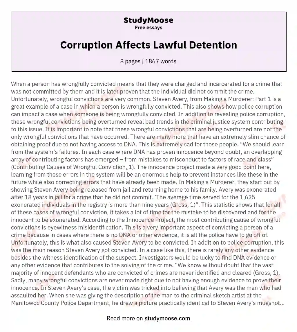 Corruption Affects Lawful Detention essay