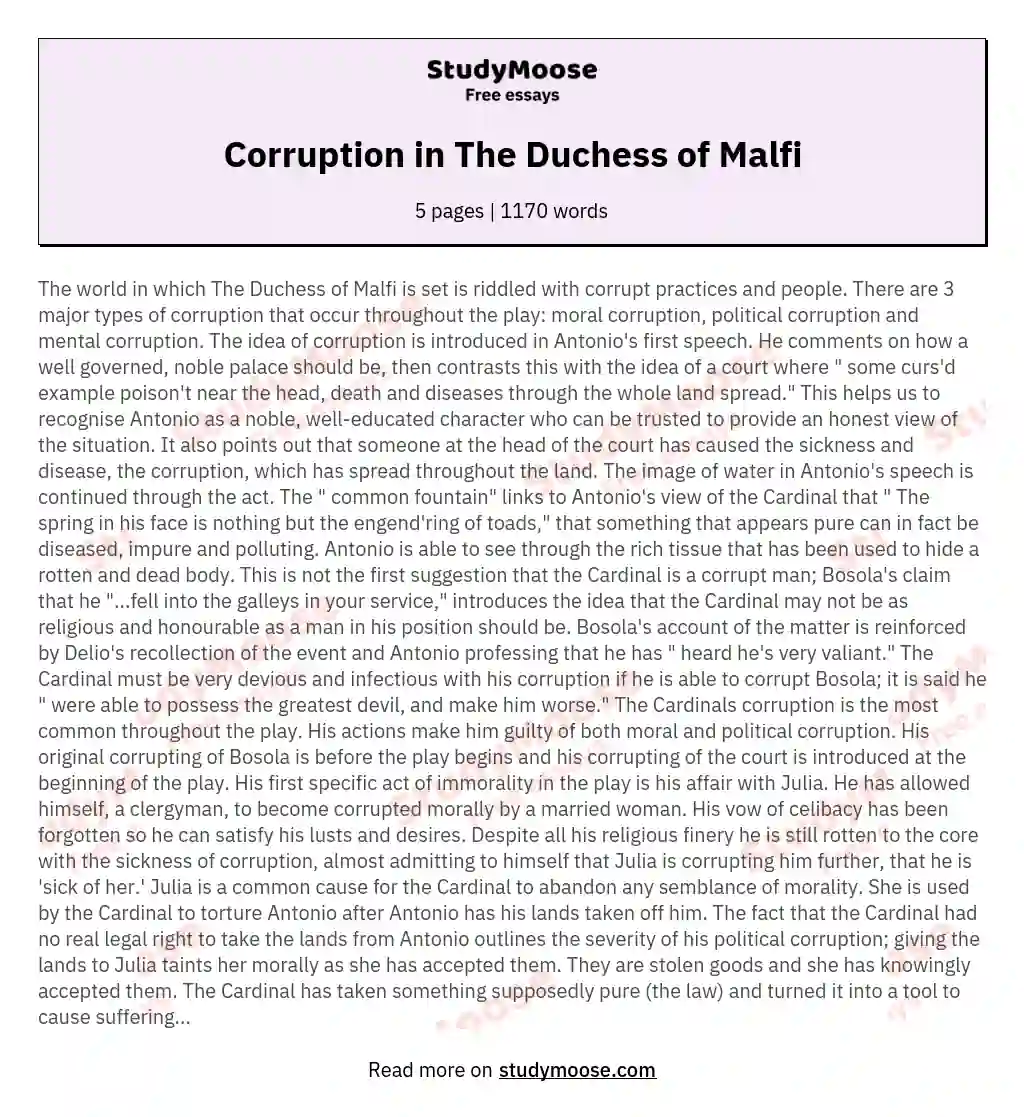 Corruption in The Duchess of Malfi